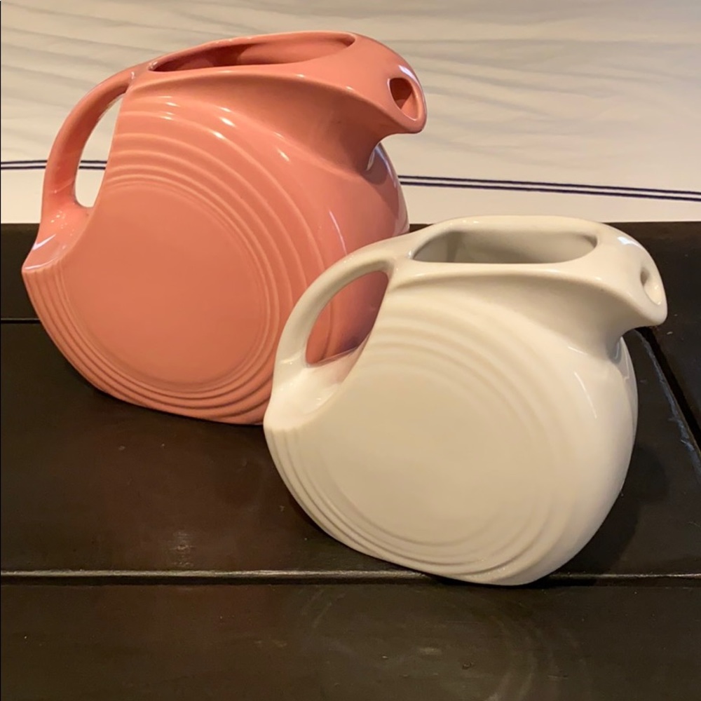 Rare Pink and White Vintage Fiesta Pitchers